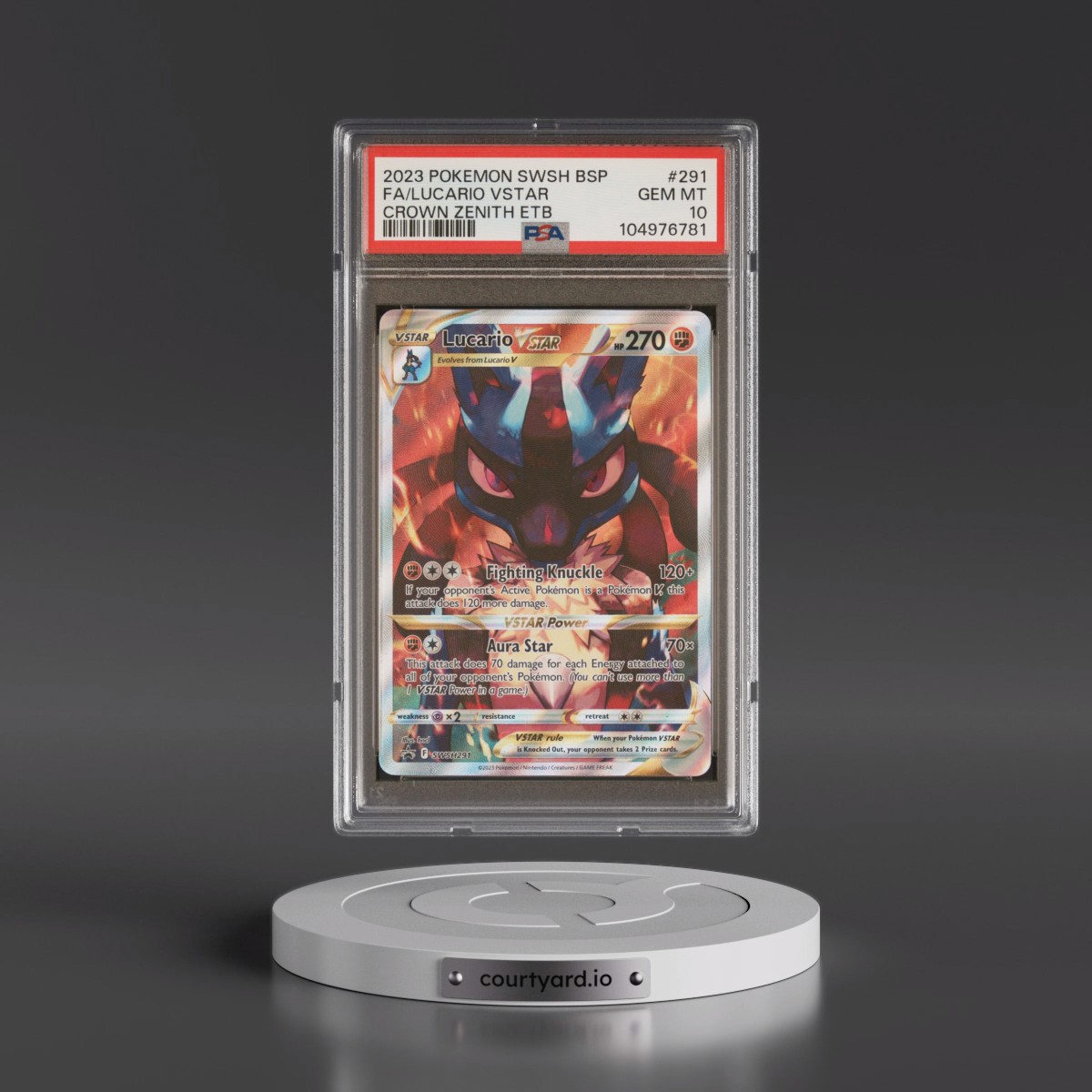 2023 Pokémon Swsh Black Star Promo #291 Lucario Vstar - Full Art Crown Zenith Elite Trainer Box (PSA 10 GEM MINT)