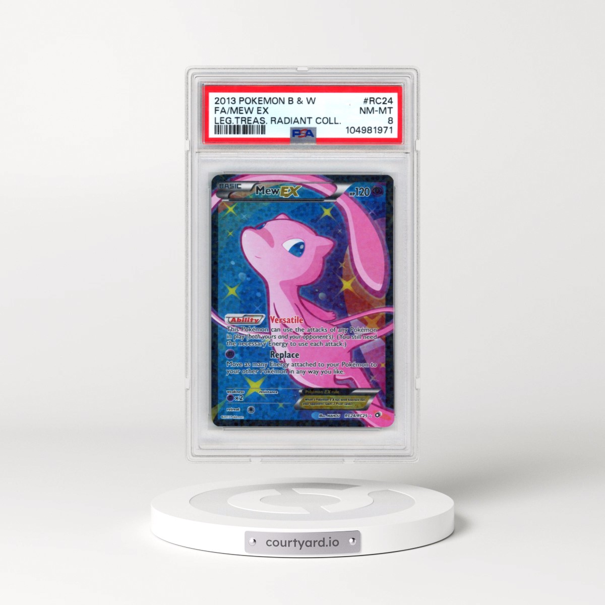 2013 Pokémon Black & White Legendary Treasures Radiant Collection #24/25 Mew EX - Holo Full Art (PSA 8 NM-MT)