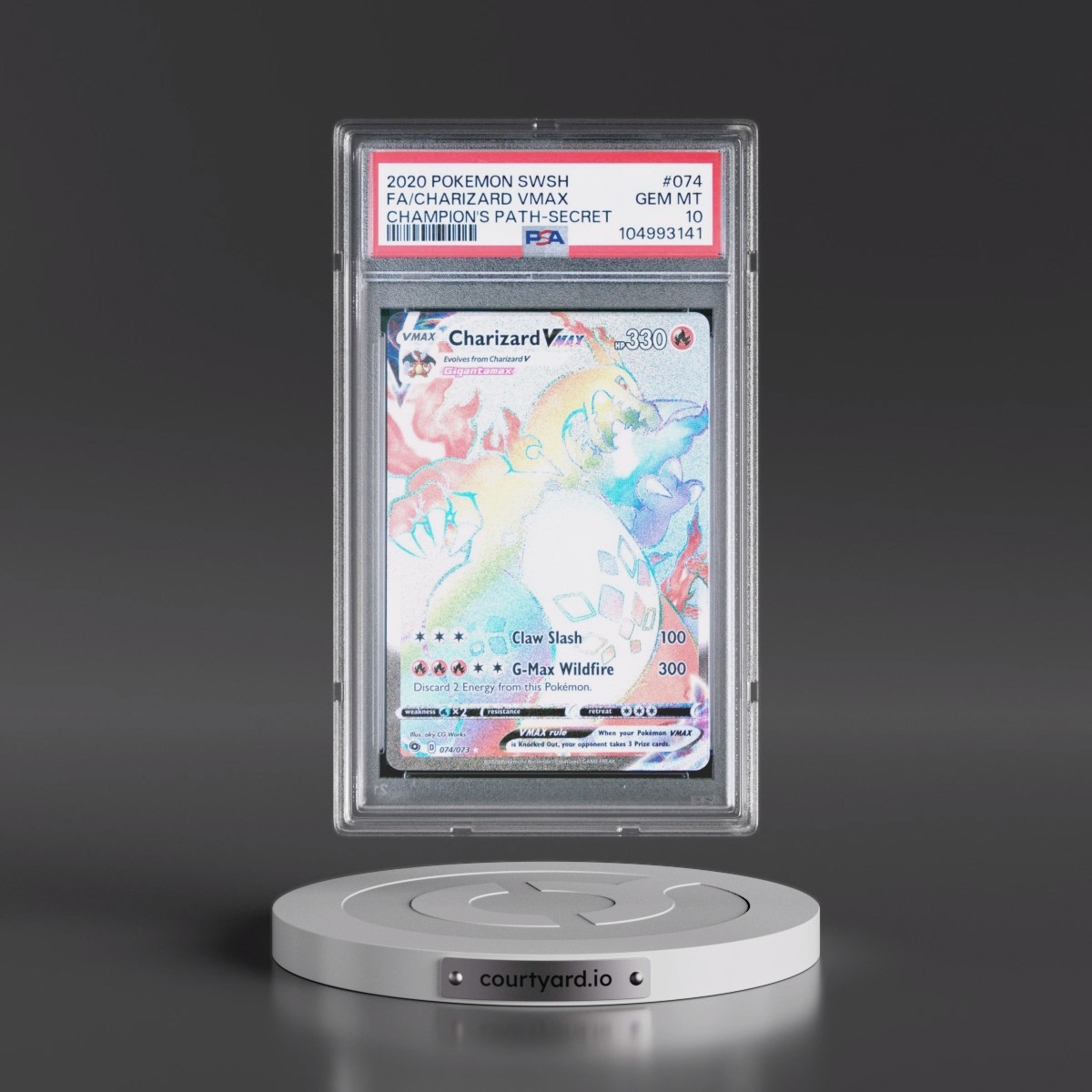 2020 Pokémon Sword & Shield Champion's Path #074 Charizard Vmax - Full Art Secret (PSA 10 GEM MINT)
