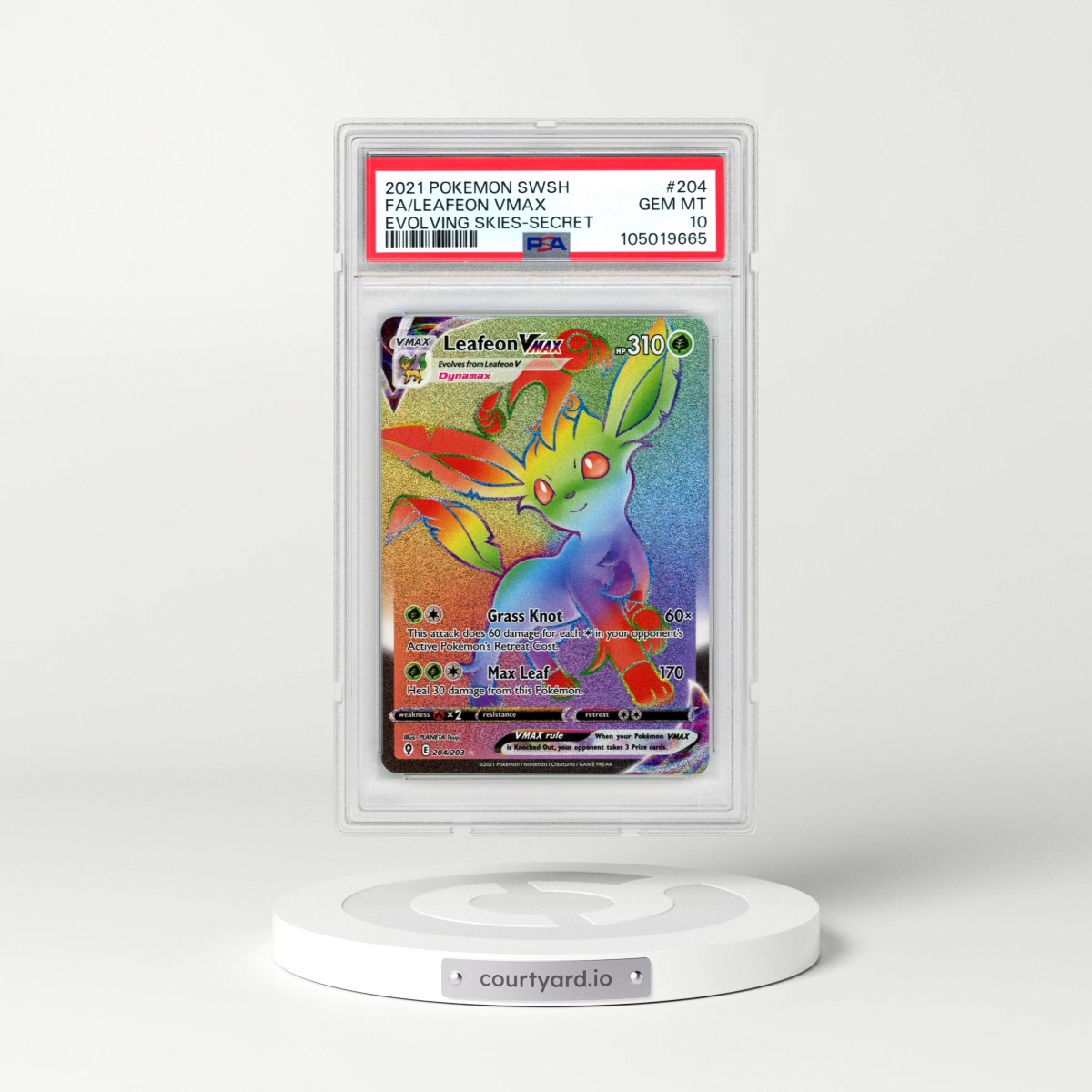 2021 Pokémon Sword & Shield Evolving Skies #204 Leafeon Vmax - Full Art Secret (PSA 10 GEM MINT)