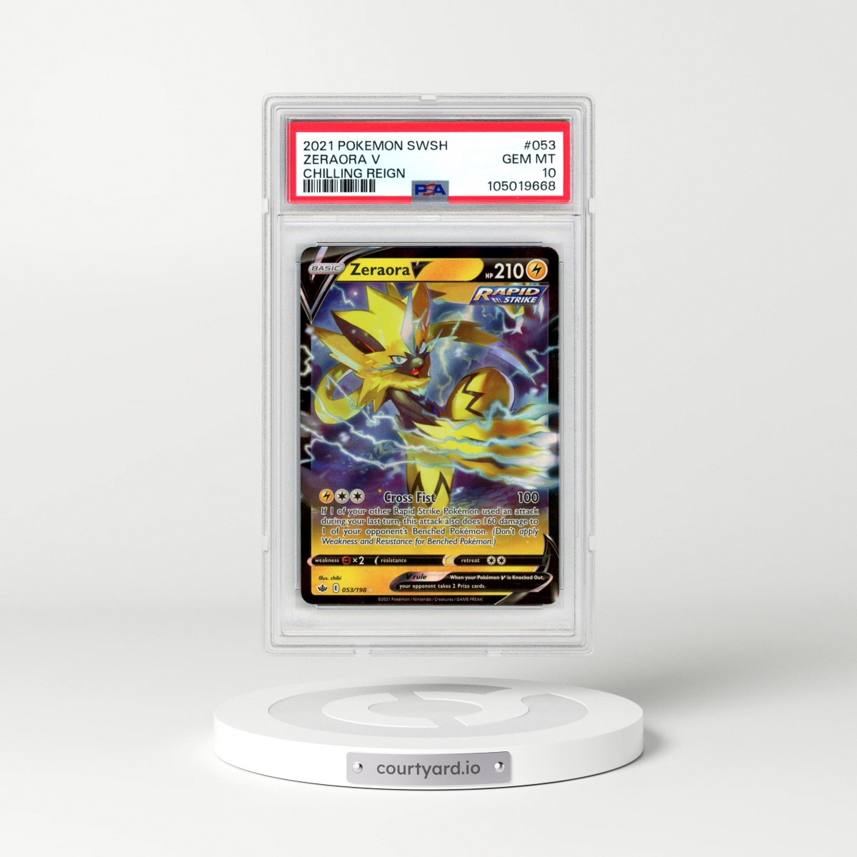 2021 Pokémon Sword & Shield Chilling Reign #053 Zeraora V - Holo (PSA 10 GEM MINT)