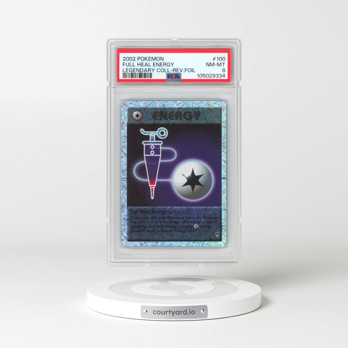 2002 Pokémon Legendary Collection #100 Full Heal Energy - Reverse Foil (PSA 8 NM-MT)