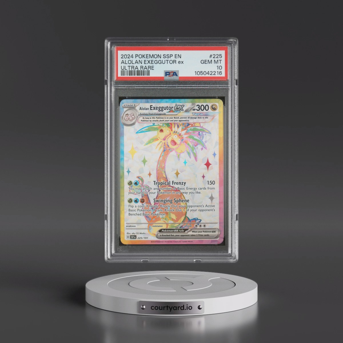2024 Pokémon Ssp EN-Surging Sparks #225 Alolan Exeggutor EX - Holo Ultra Rare (PSA 10 GEM MINT)