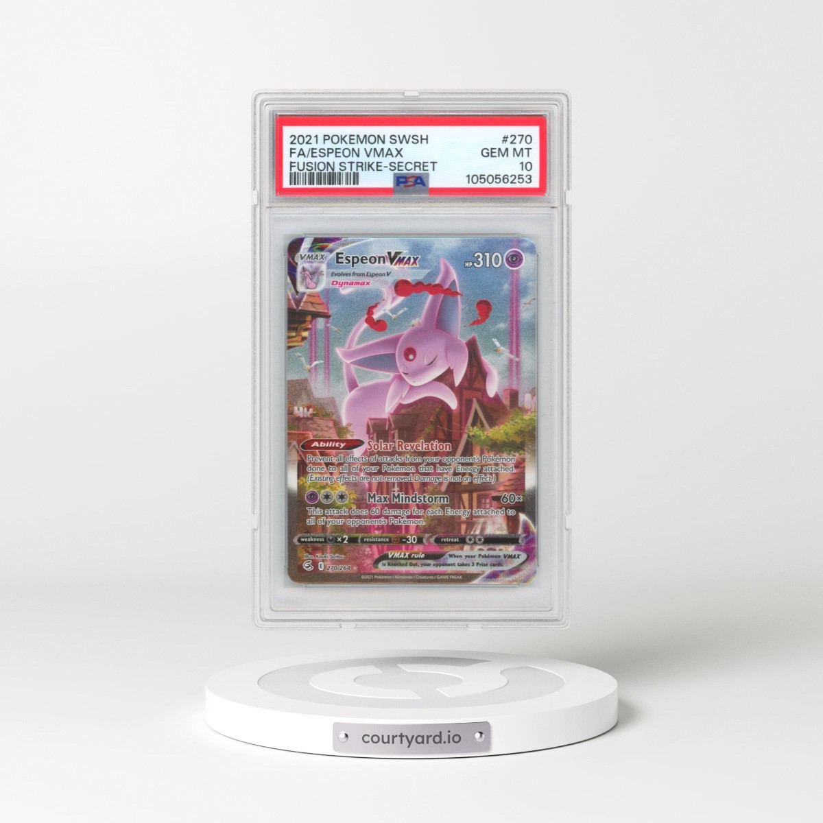 2021 Pokémon Sword & Shield Fusion Strike #270 Espeon Vmax - Full Art Secret (PSA 10 GEM MINT)