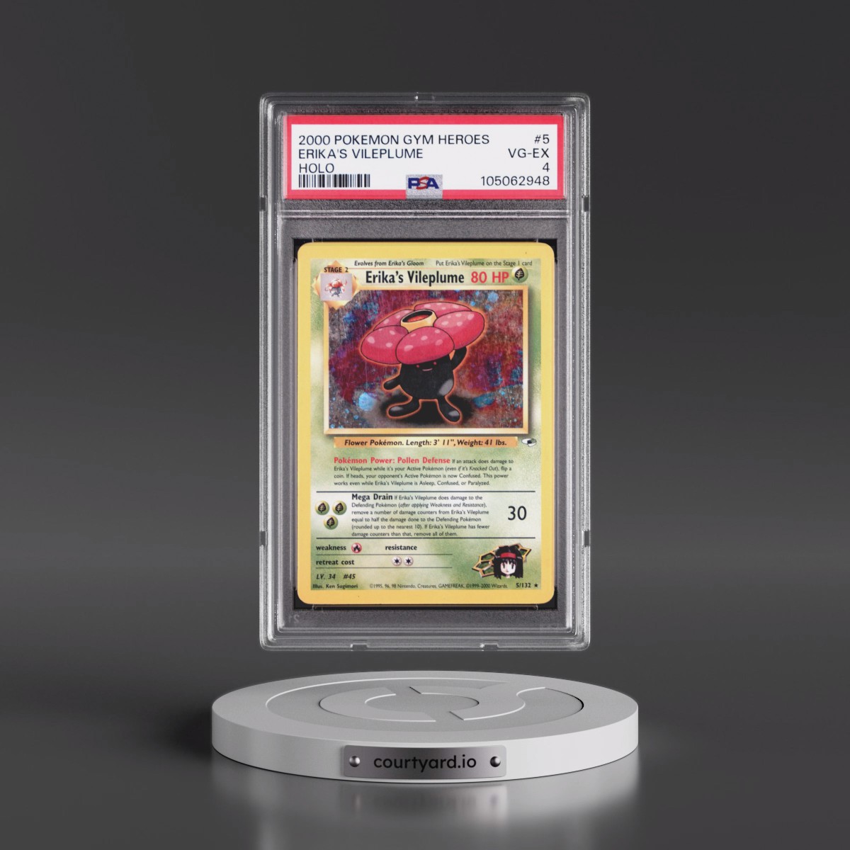 2000 Pokémon Gym Heroes #5 Erika's Vileplume - Holo (PSA 4 VG-EX)