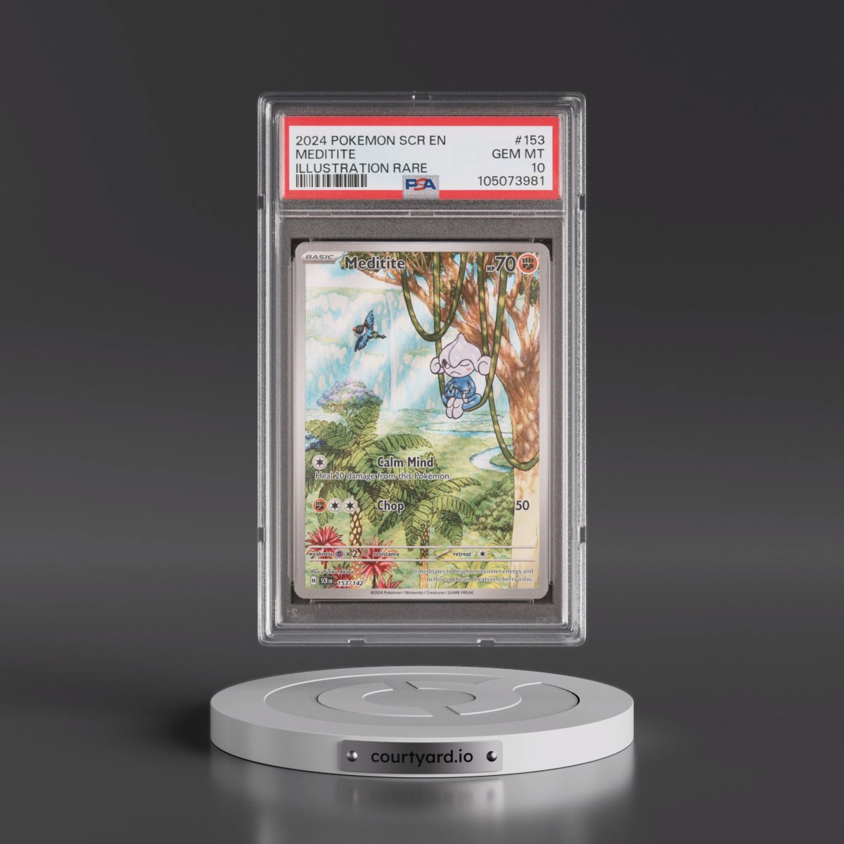 2024 Pokémon Scr EN-Stellar Crown #153 Meditite - Illustration Rare (PSA 10 GEM MINT)