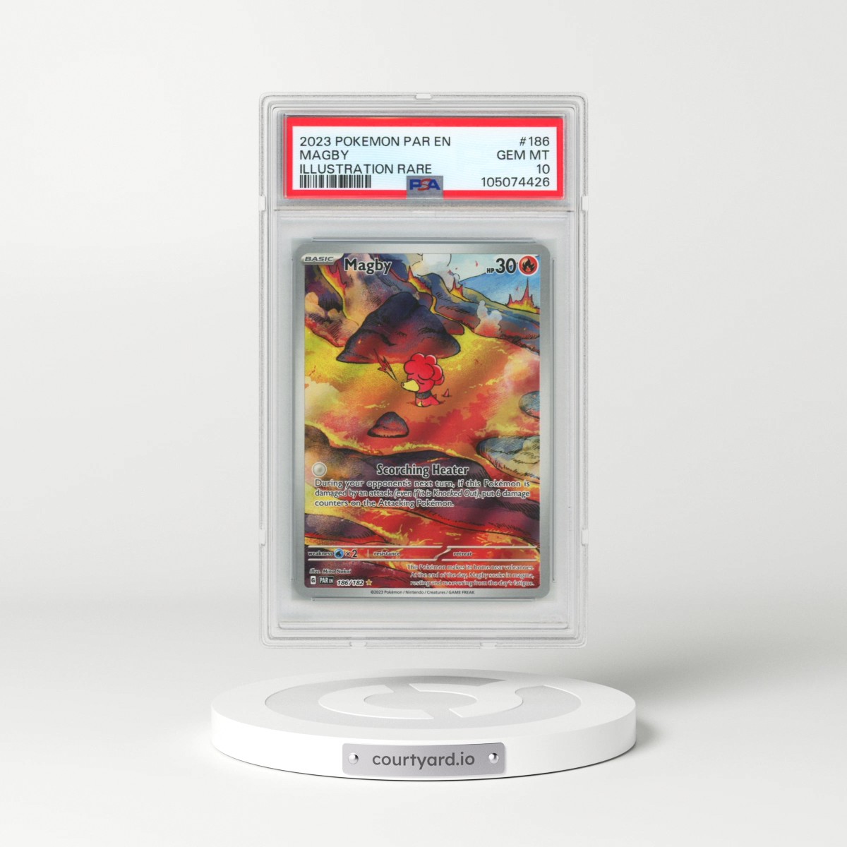 2023 Pokémon Par EN-Paradox Rift #186 Magby - Illustration Rare (PSA 10 GEM MINT)