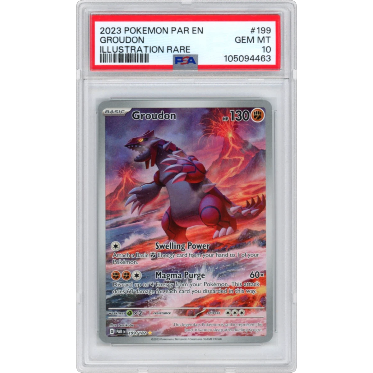 2023 Pokémon Par EN-Paradox Rift #199 Groudon - Illustration Rare (PSA 10 GEM MINT)
