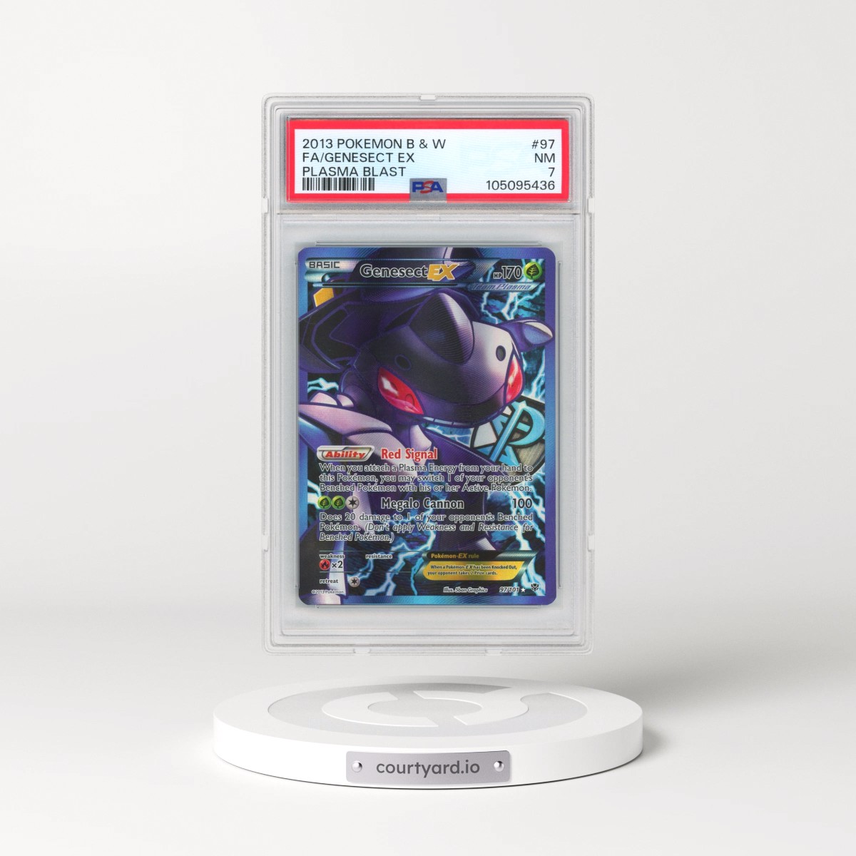 2013 Pokémon Black & White Plasma Blast #97 Genesect EX - Holo Full Art (PSA 7 NM)