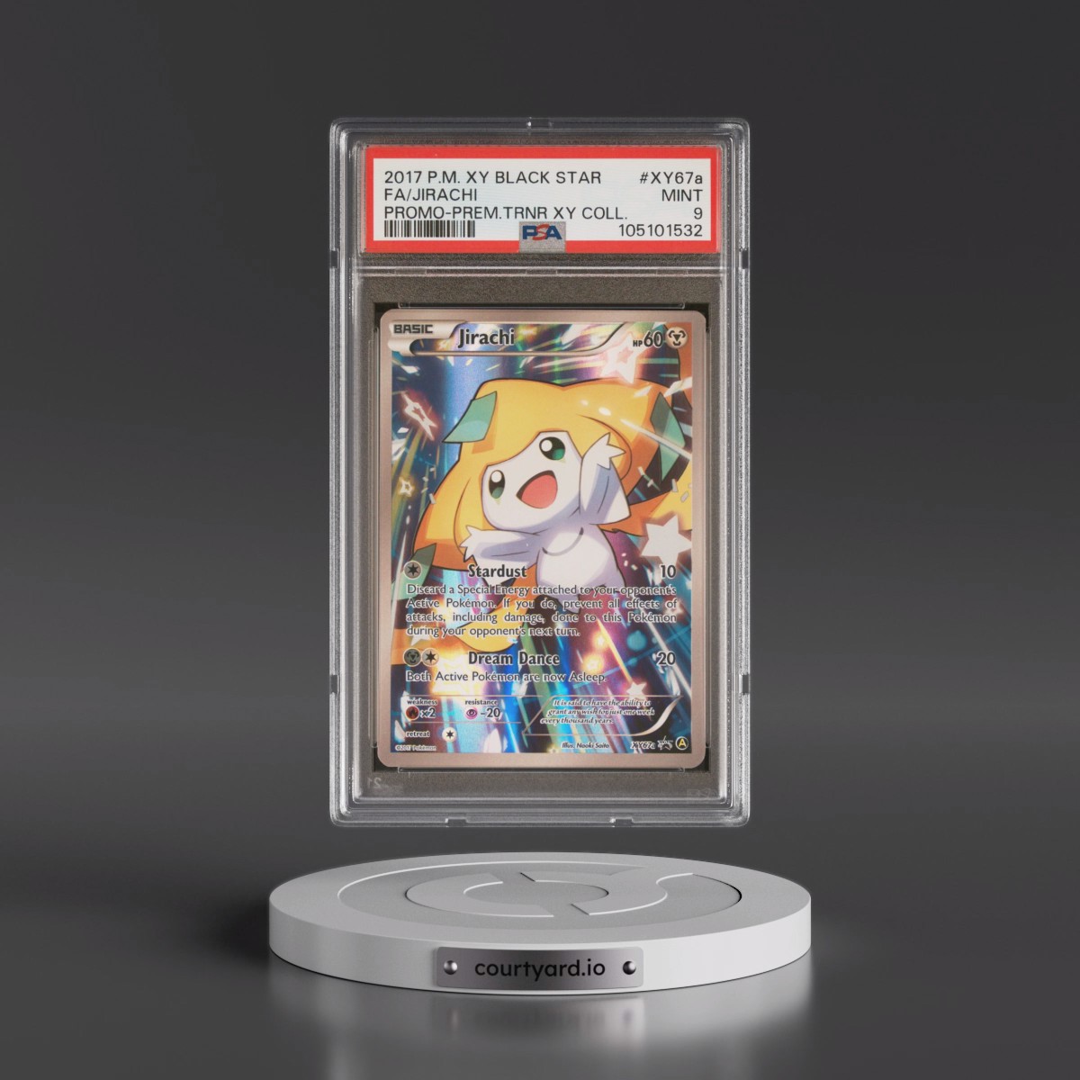 2017 Pokémon XY Black Star Promo #XY67a Jirachi - Full Art Premium Trainer XY Collection (PSA 9 MINT)