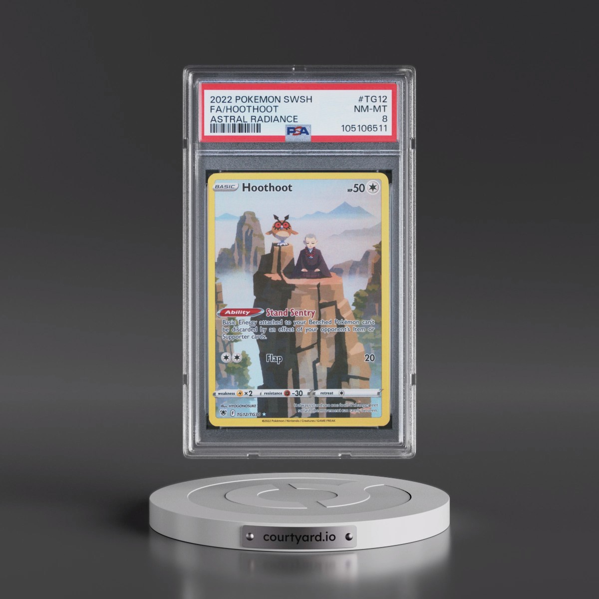 2022 Pokémon Sword & Shield Astral Radiance #TG12 Hoothoot - Full Art (PSA 8 NM-MT)