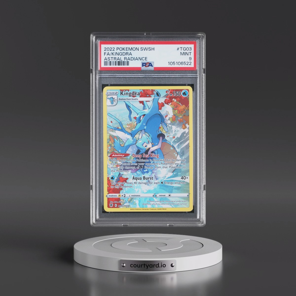 2022 Pokémon Sword & Shield Astral Radiance #TG03 Kingdra - Full Art (PSA 9 MINT)