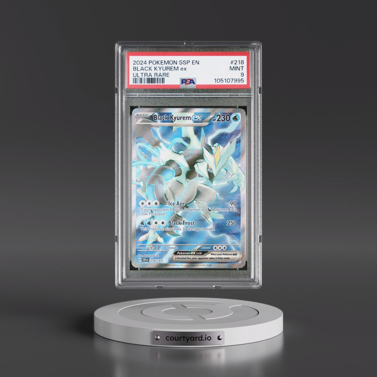 2024 Pokémon Ssp EN-Surging Sparks #218 Black Kyurem EX - Holo Ultra Rare (PSA 9 MINT)