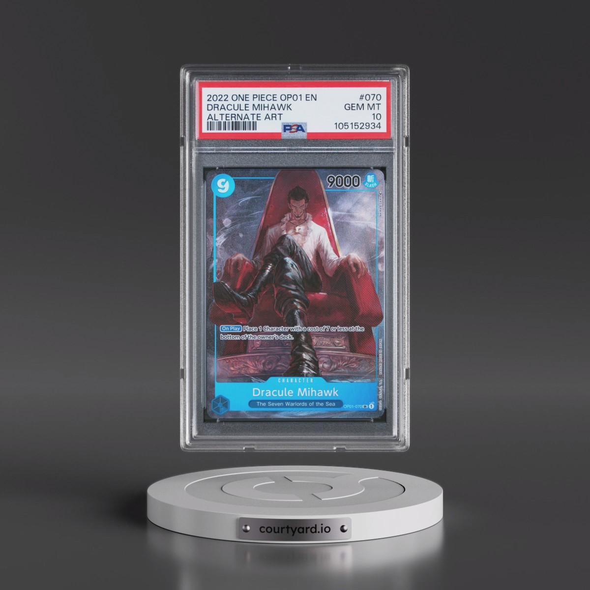 2022 One Piece OP01-Romance Dawn #070 Dracule Mihawk - Alternate Art (PSA 10 GEM MINT)