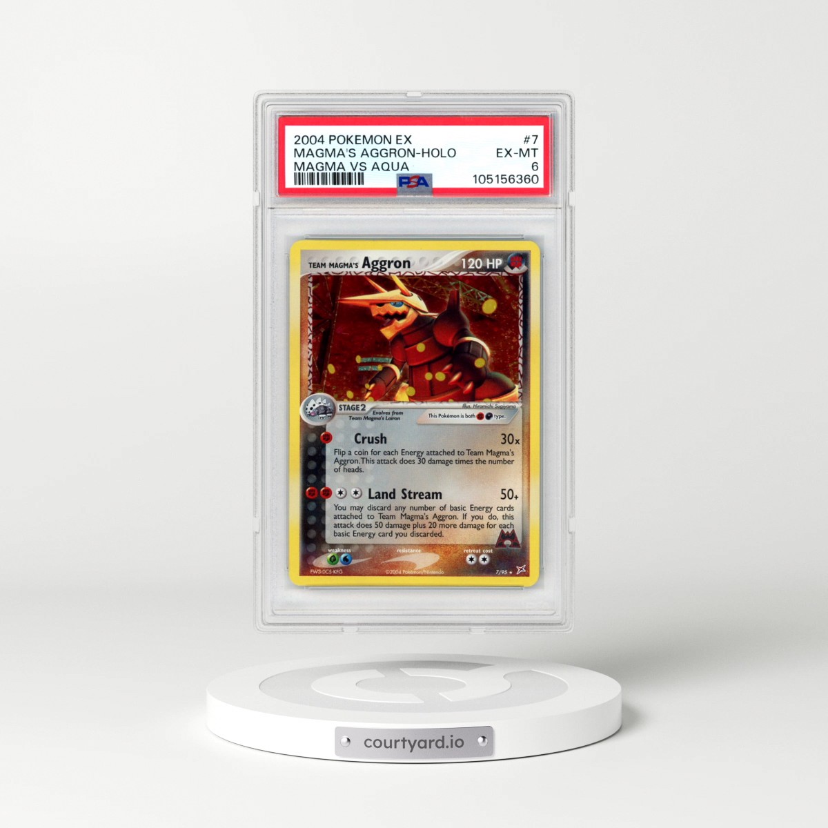 2004 Pokémon EX Team Magma VS Team Aqua #7 Team Magma's Aggron - Holo (PSA 6 EX-MT)
