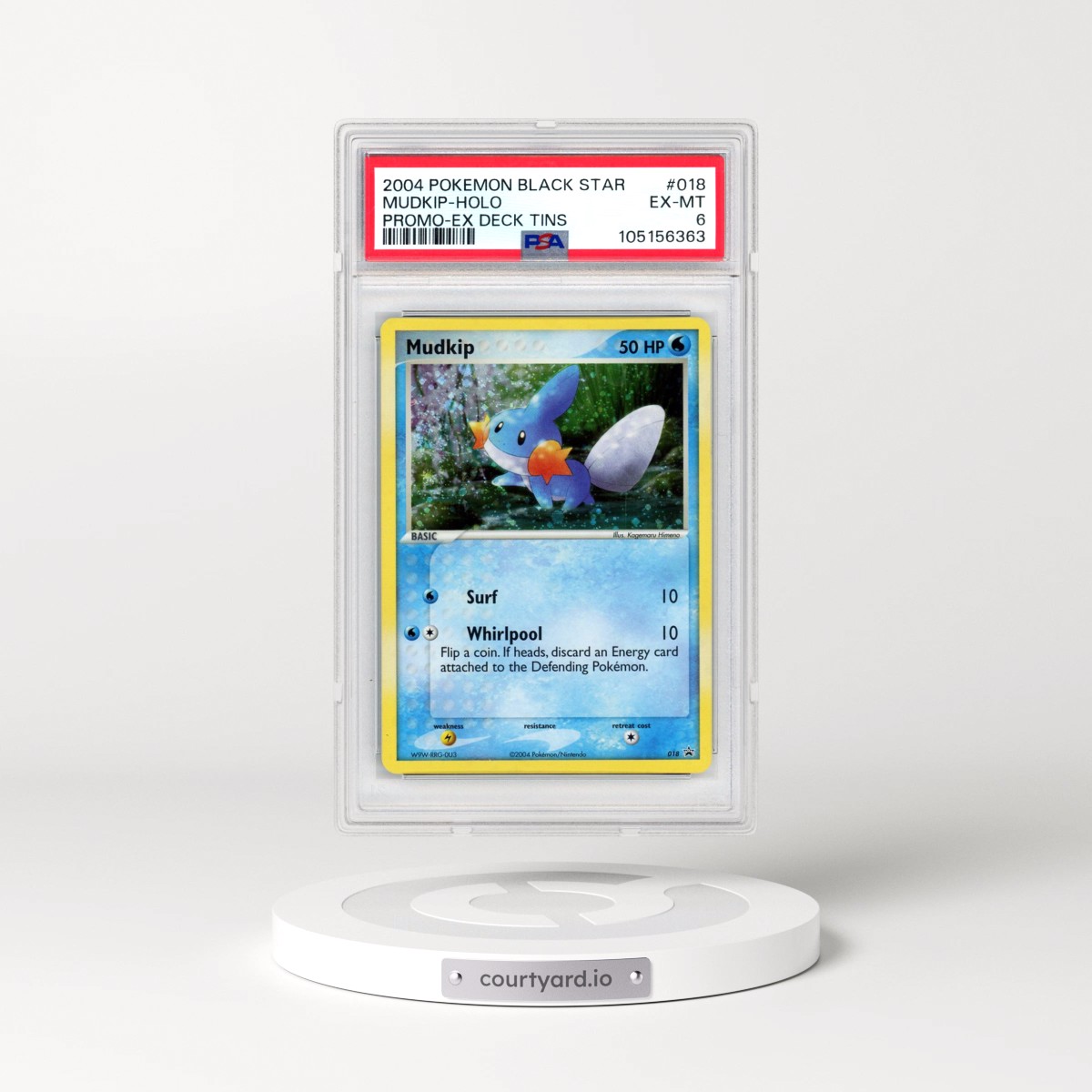 2004 Pokémon Black Star Promo #018 Mudkip - Holo EX Deck Tins (PSA 6 EX-MT)