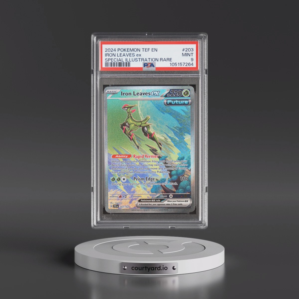 2024 Pokémon Tef EN-Temporal Forces #203 Iron Leaves EX - Holo Special Illustration Rare (PSA 9 MINT)