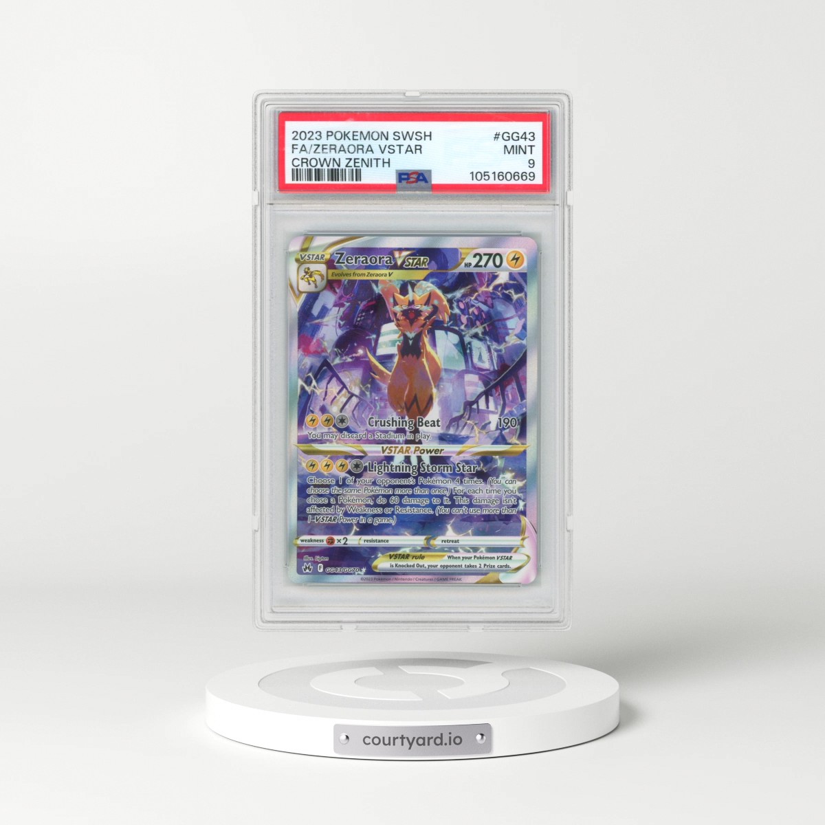 2023 Pokémon Sword and Shield Crown Zenith #GG43 Zeraora Vstar - Full Art (PSA 9 MINT)