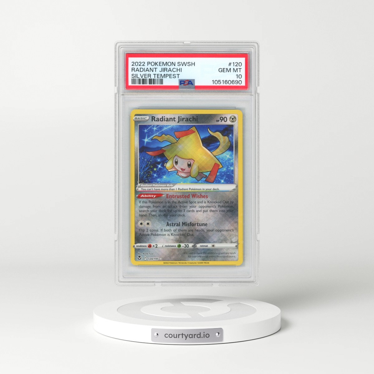 2022 Pokémon Sword & Shield Silver Tempest #120 Radiant Jirachi - Holo (PSA 10 GEM MINT)