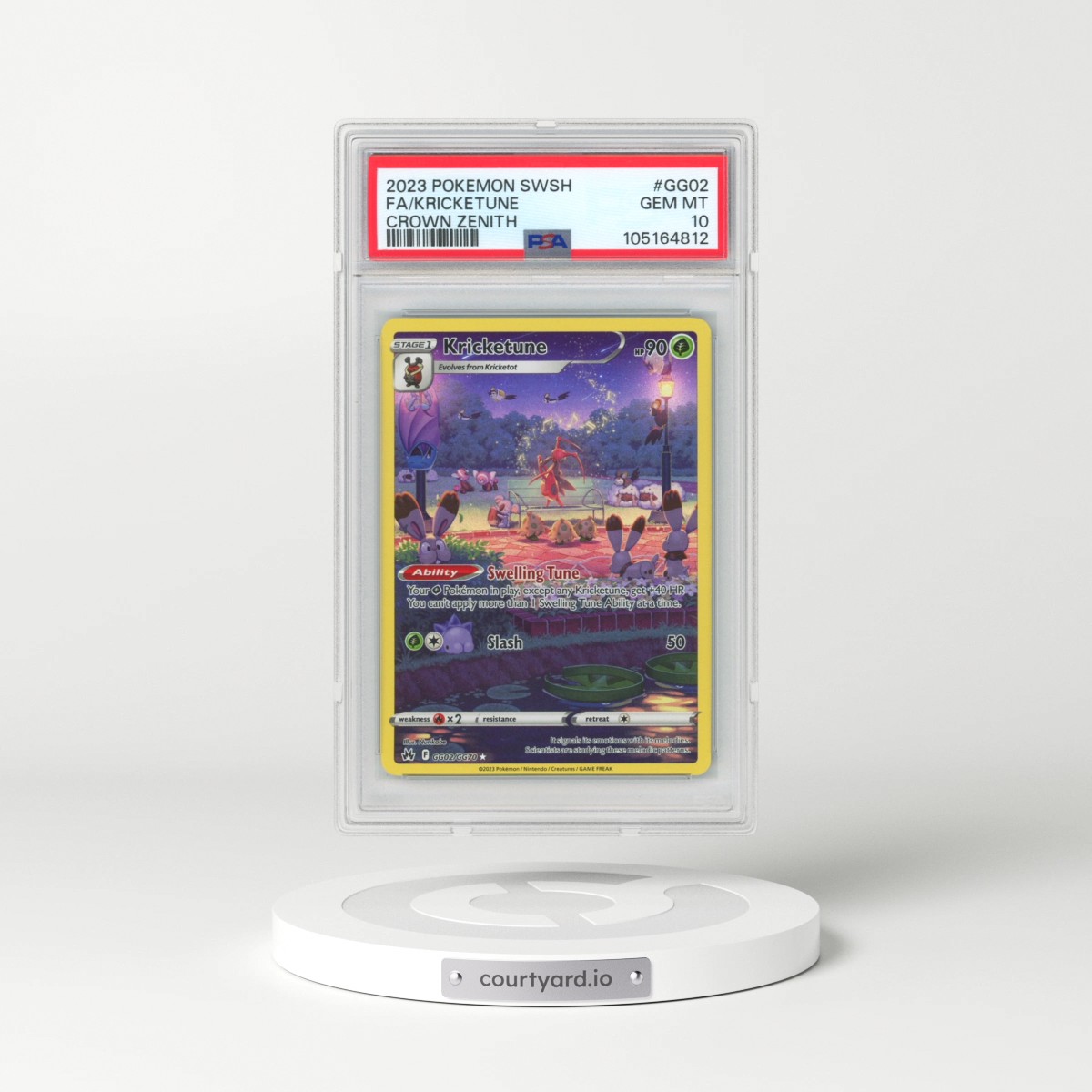 2023 Pokémon Sword and Shield Crown Zenith #GG02 Kricketune - Full Art (PSA 10 GEM MINT)