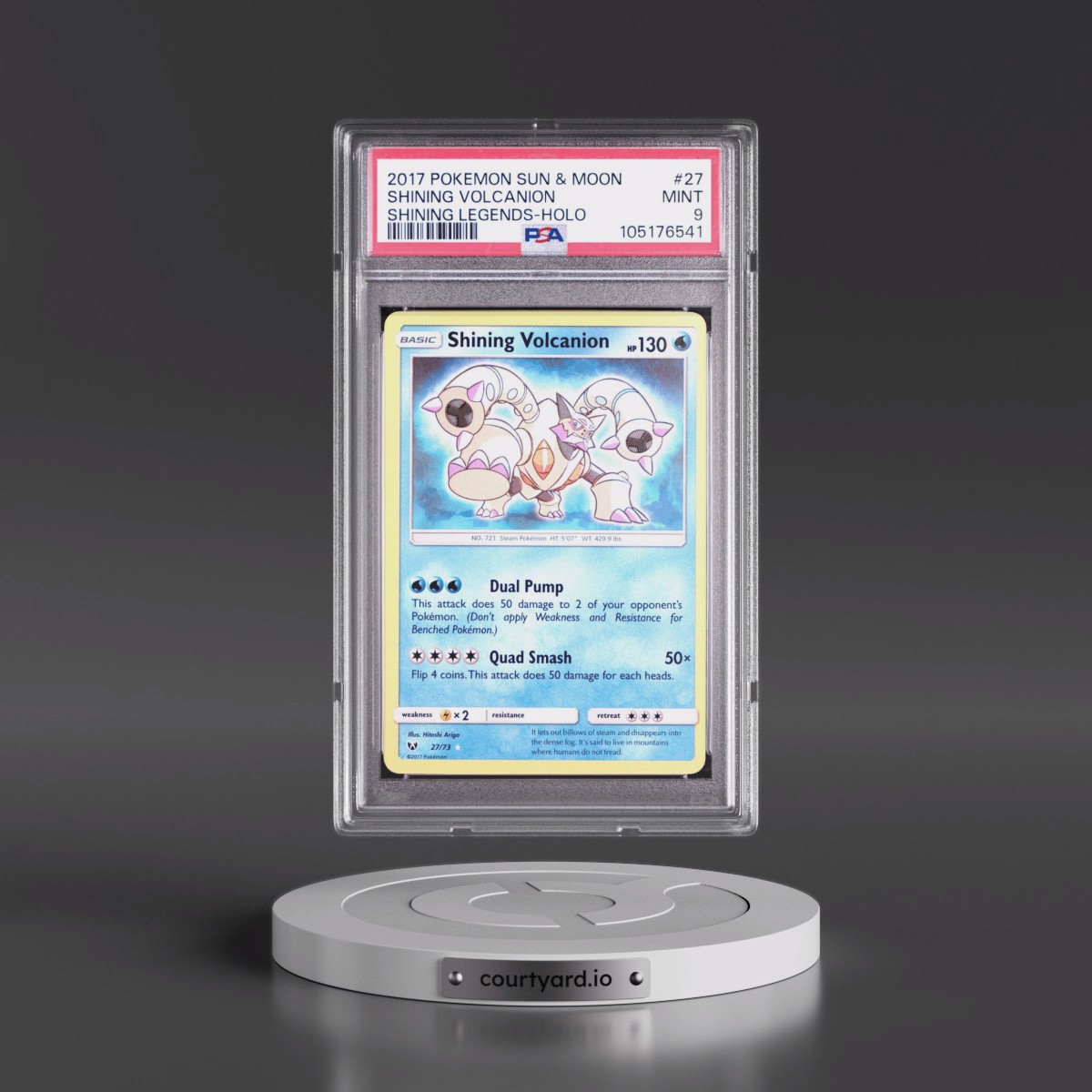 2017 Pokémon Sun & Moon Shining Legends #27 Shining Volcanion - Holo Holo (PSA 9 MINT)