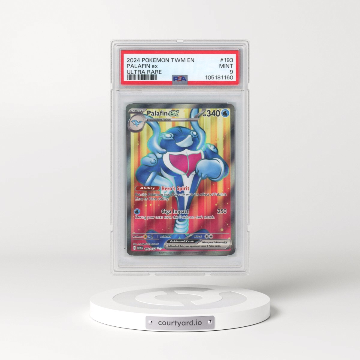 2024 Pokémon Twm EN-Twilight Masquerade #193 Palafin EX - Holo Ultra Rare (PSA 9 MINT)