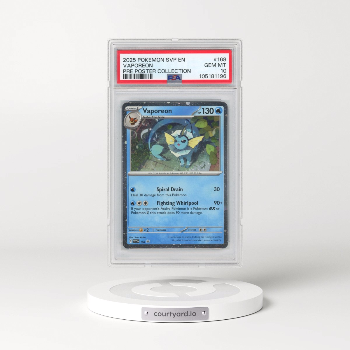 2025 Pokémon Svp EN-SV Black Star Promo #168 Vaporeon - Prismatic Evolutions Poster Collection (PSA 10 GEM MINT)