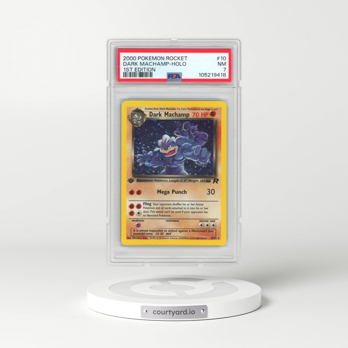 2000 Pokémon Rocket #10 Dark Machamp - 1st Edition Holo (PSA 7 NM)