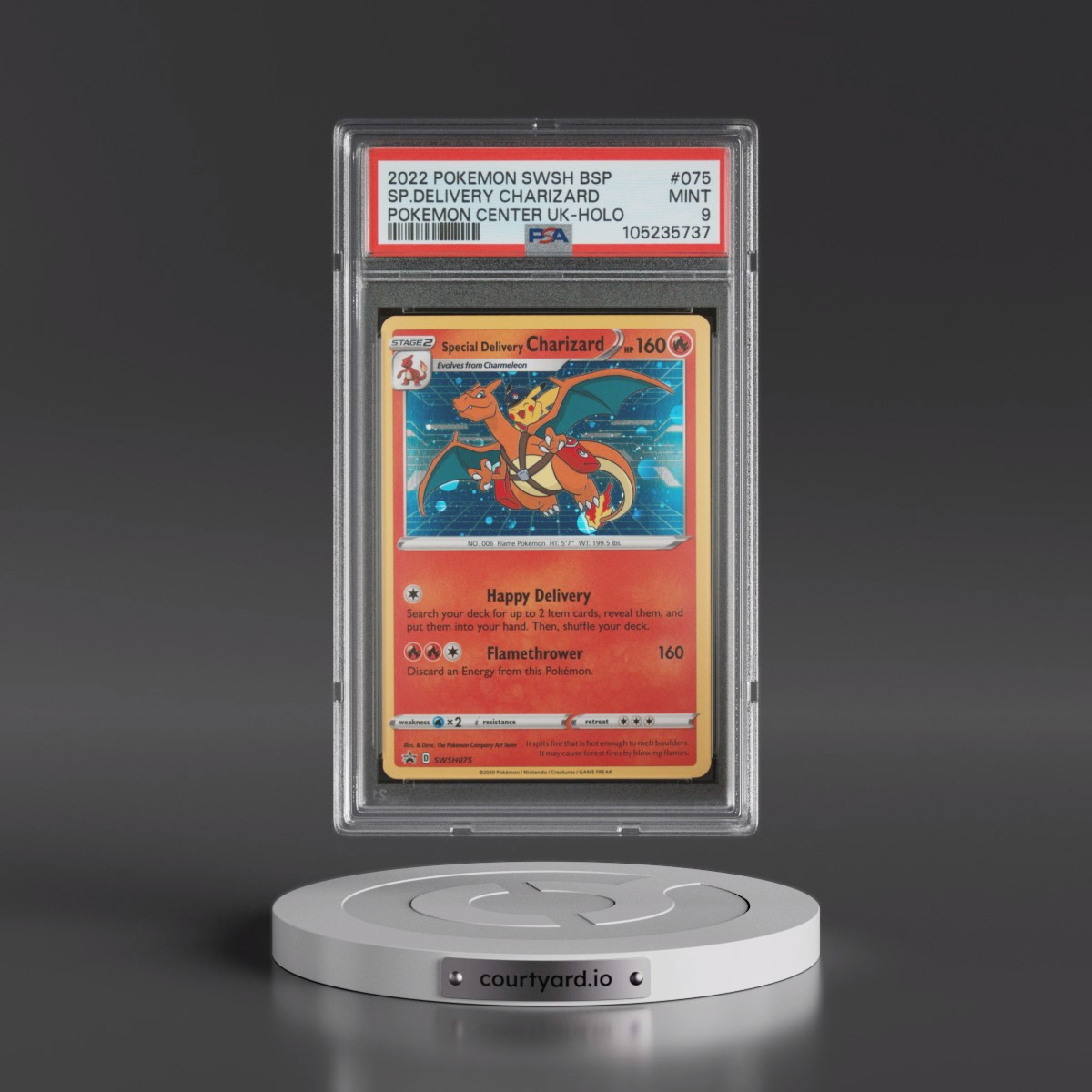 2022 Pokémon Swsh Black Star Promo Special Delivery Charizard - Holo Pokemon Center United Kingdom #075 PSA 9