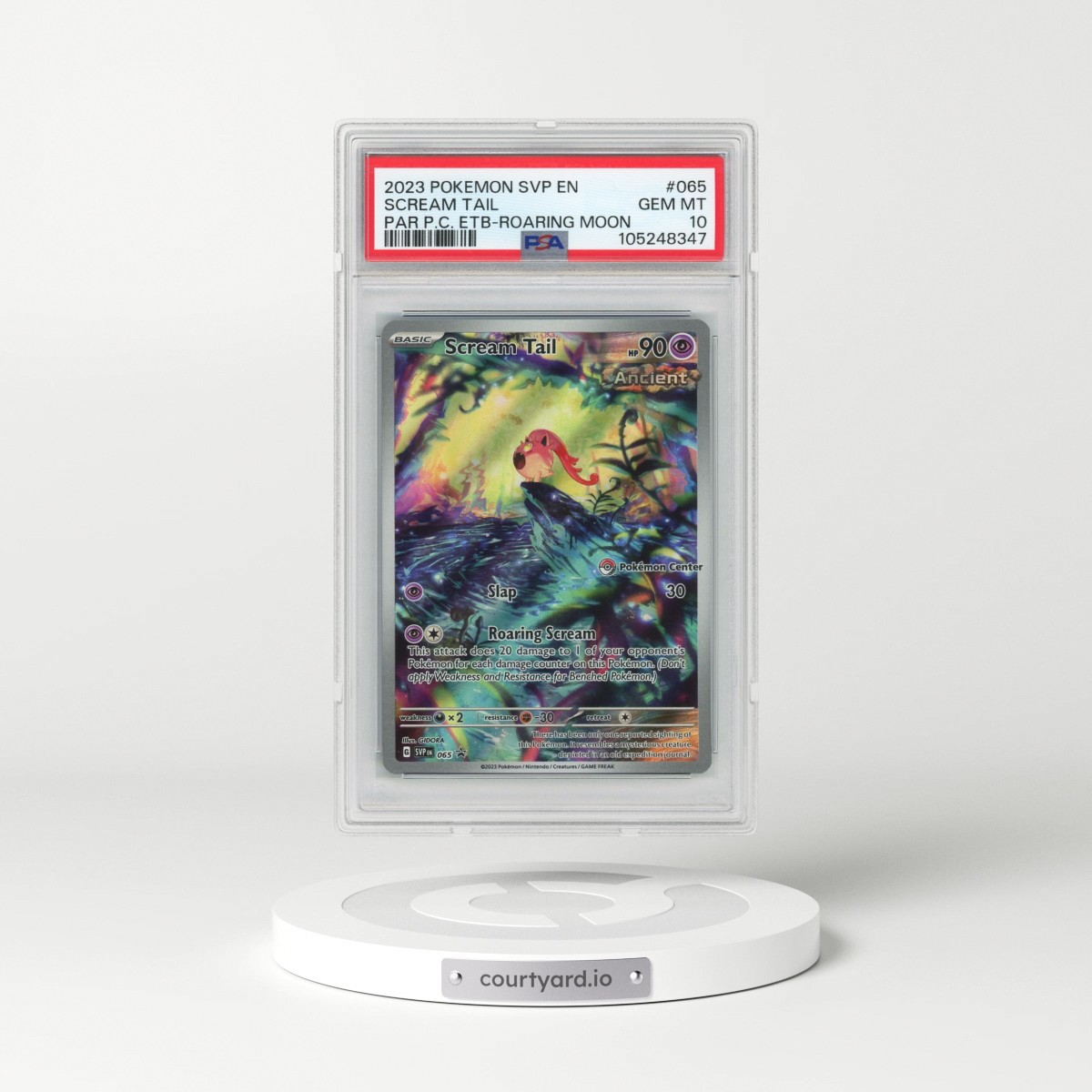 2023 Pokémon Svp EN-SV Black Star Promo #065 Scream Tail - Paradox Rift Pokemon Center Elite Trainer Box-Roaring Moon (PSA 10 GEM MINT)