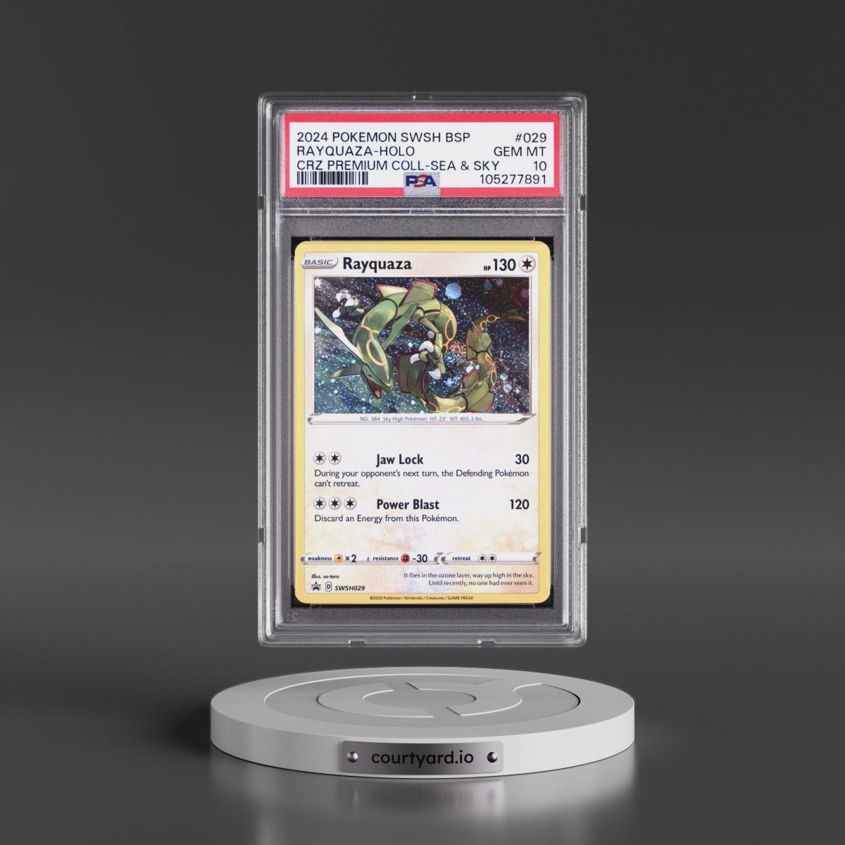 2024 Pokémon Swsh Black Star Promo #029 Rayquaza - Holo Crown Zenith Premium Collection Sea & Sky (PSA 10 GEM MINT)