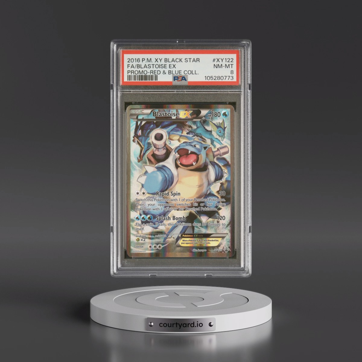 2016 Pokémon XY Black Star Promo #XY122 Blastoise EX - Holo Full Art Red & Blue Collection (PSA 8 NM-MT)