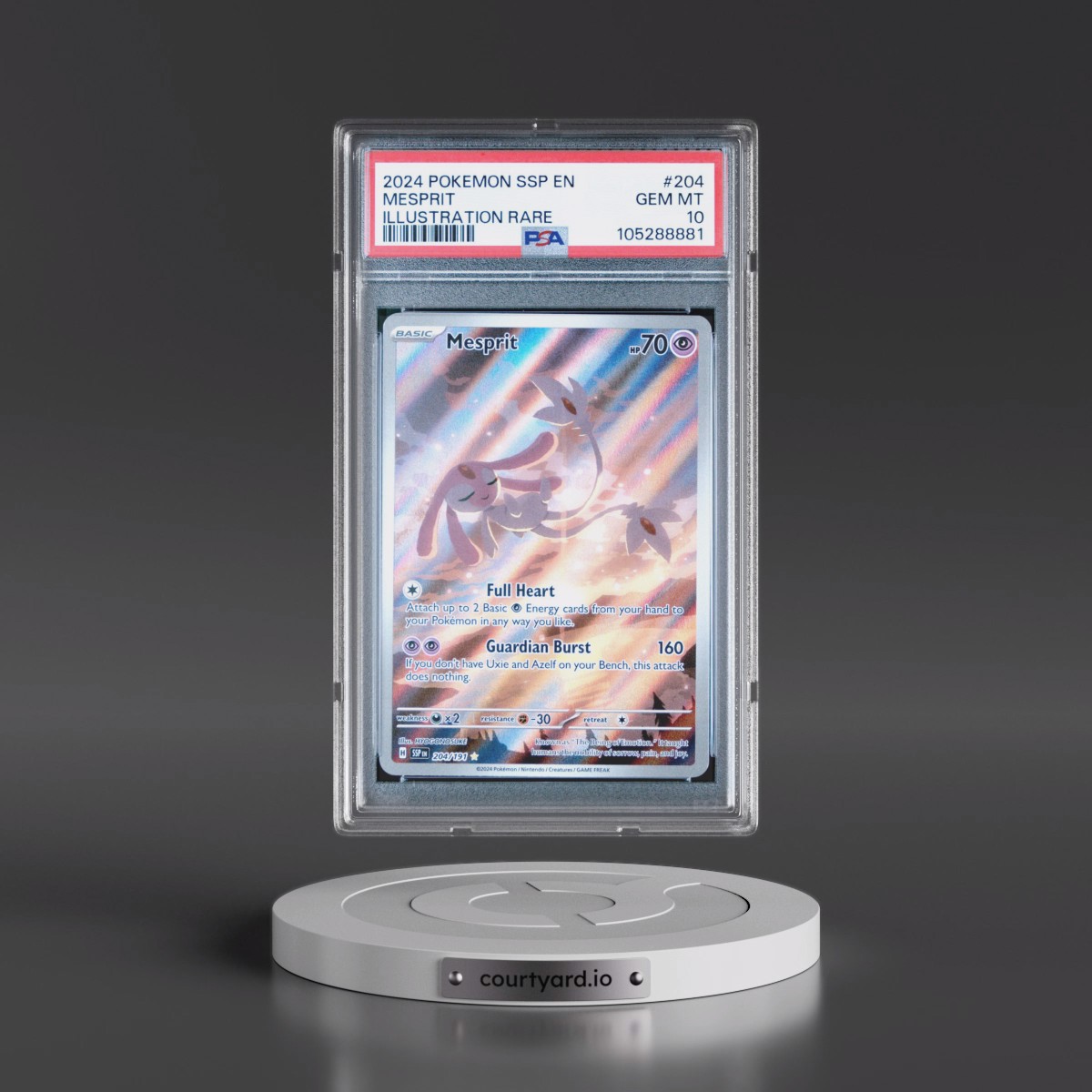 2024 Pokémon Ssp EN-Surging Sparks #204 Mesprit - Illustration Rare (PSA 10 GEM MINT)
