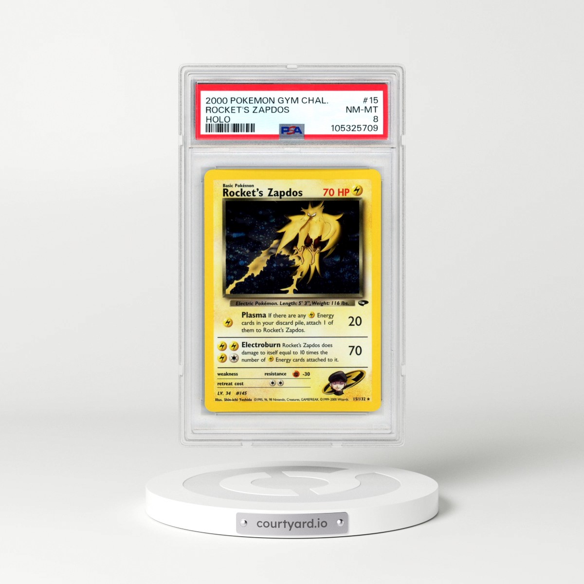 2000 Pokémon Gym Challenge #15 Rocket's Zapdos - Holo (PSA 8 NM-MT)