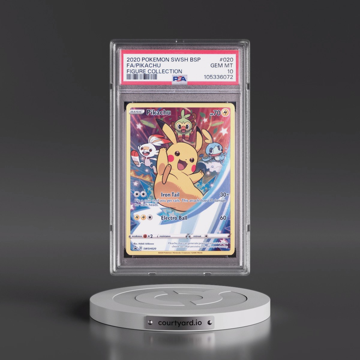 2020 Pokémon Swsh Black Star Promo #020 Pikachu - Full Art Figure Collection (PSA 10 GEM MINT)