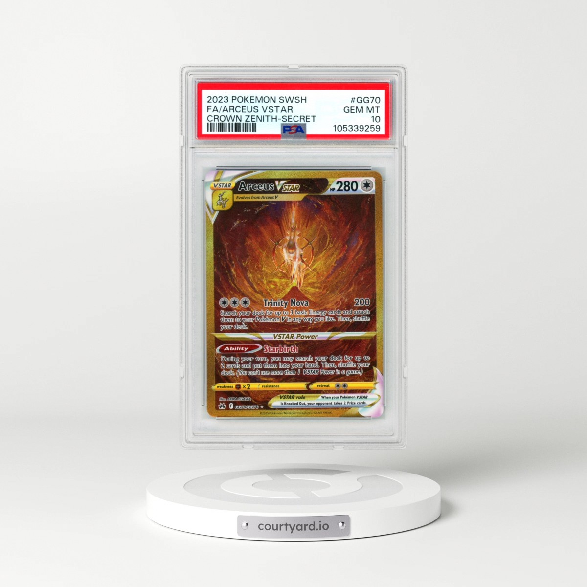 2023 Pokémon Sword and Shield Crown Zenith #GG70 Arceus Vstar - Full Art Secret (PSA 10 GEM MINT)