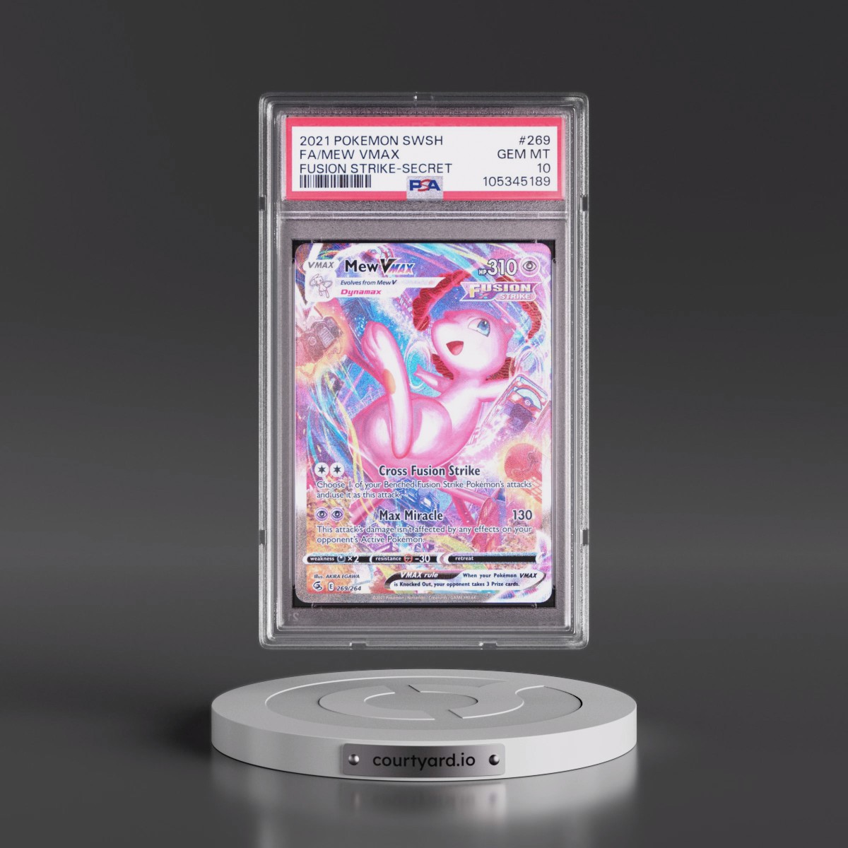 2021 Pokémon Sword & Shield Fusion Strike #269 Mew Vmax - Full Art Secret (PSA 10 GEM MINT)