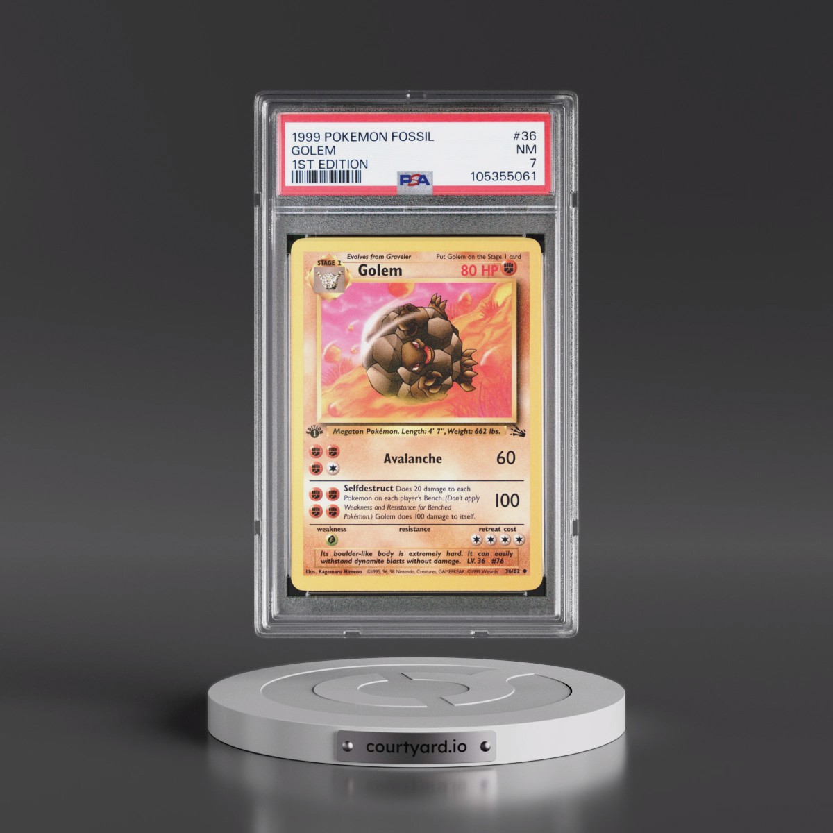 1999 Pokémon Fossil #36 Golem - 1st Edition (PSA 7 NM)