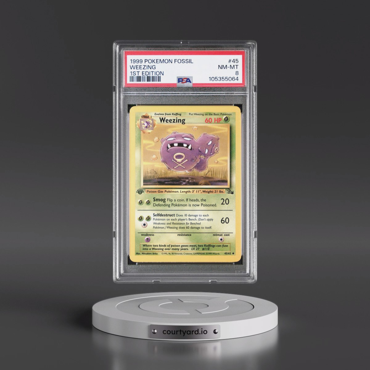 1999 Pokémon Fossil #45 Weezing - 1st Edition (PSA 8 NM-MT)
