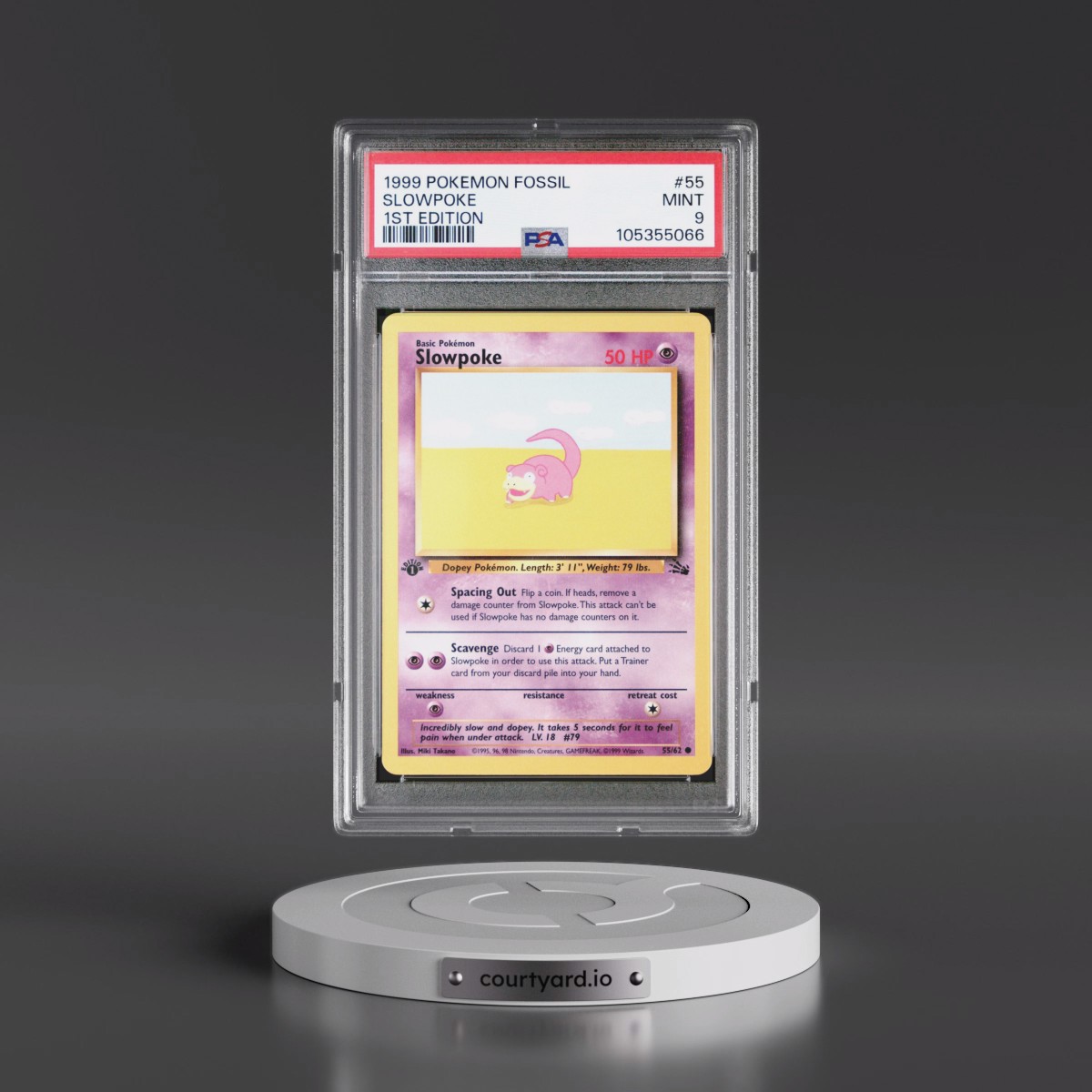 1999 Pokémon Fossil #55 Slowpoke - 1st Edition (PSA 9 MINT)