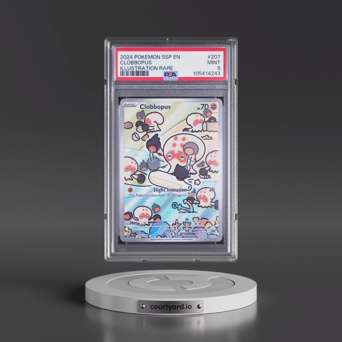 2024 Pokémon Ssp EN-Surging Sparks #207 Clobbopus - Illustration Rare (PSA 9 MINT)