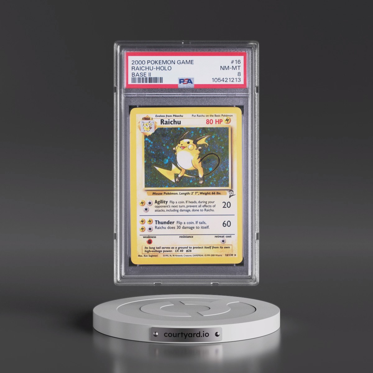 2000 Pokémon Game Base II #16 Raichu - Holo (PSA 8 NM-MT)