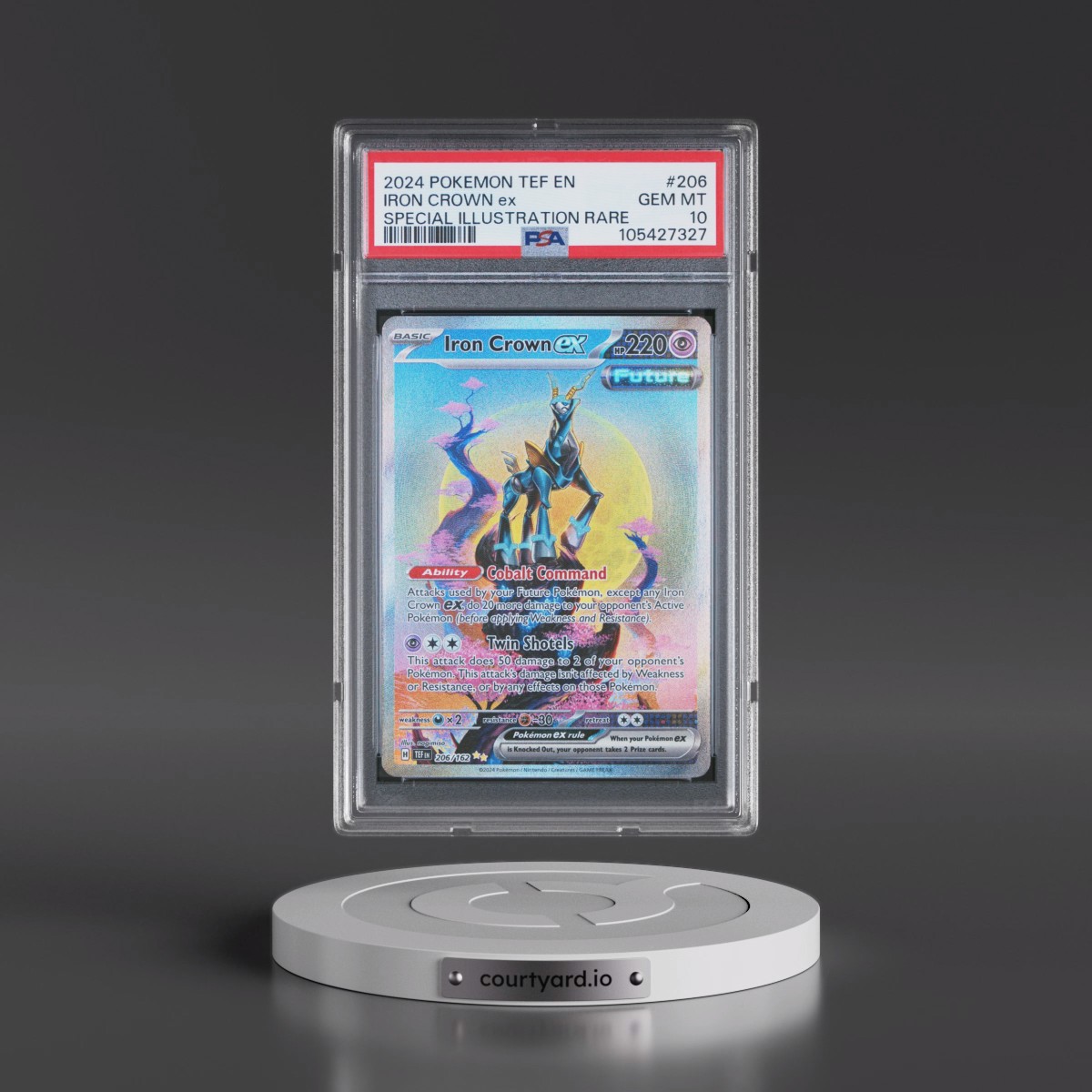 2024 Pokémon Tef EN-Temporal Forces #206 Iron Crown EX - Holo Special Illustration Rare (PSA 10 GEM MINT)