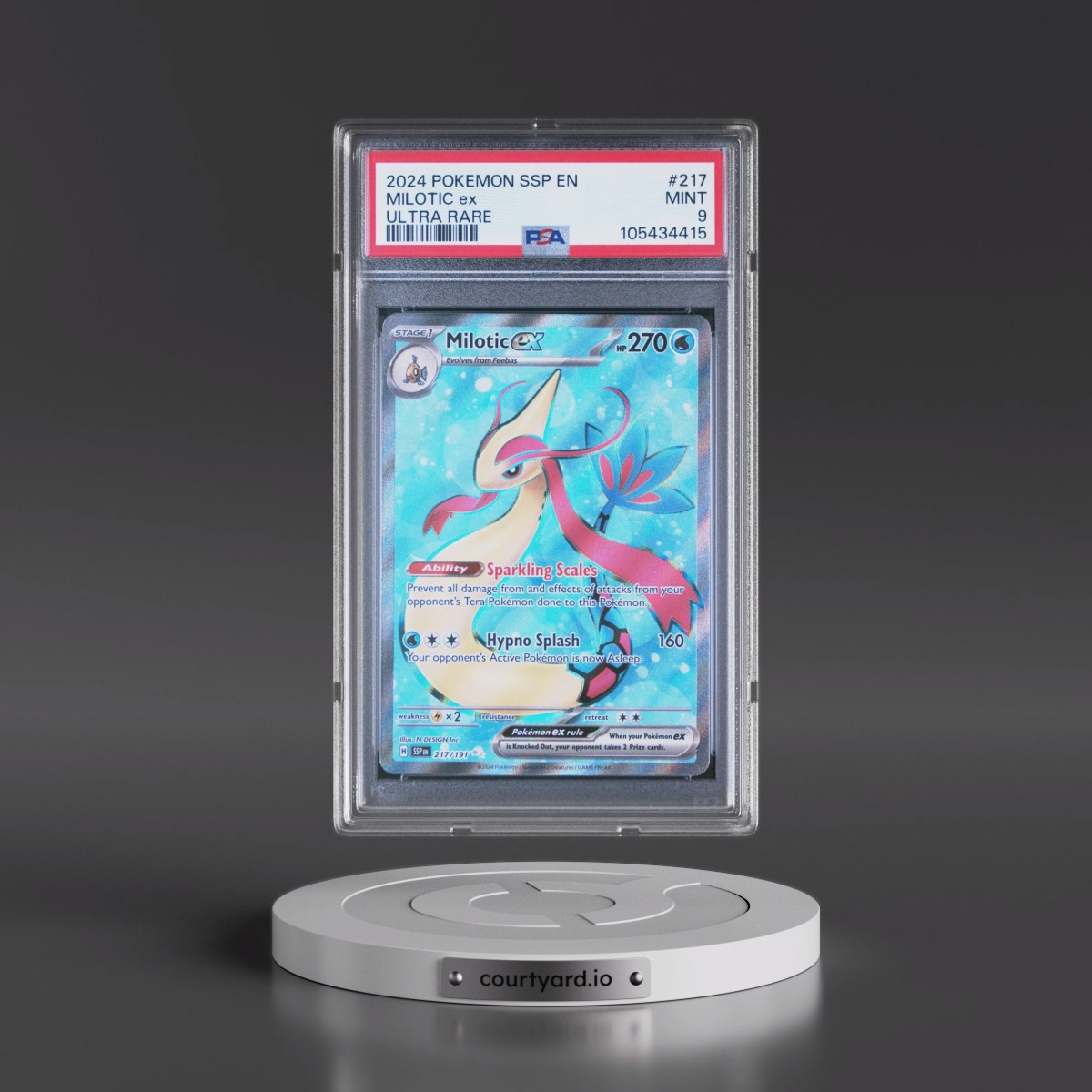 2024 Pokémon Ssp EN-Surging Sparks #217 Milotic EX - Holo Ultra Rare (PSA 9 MINT)