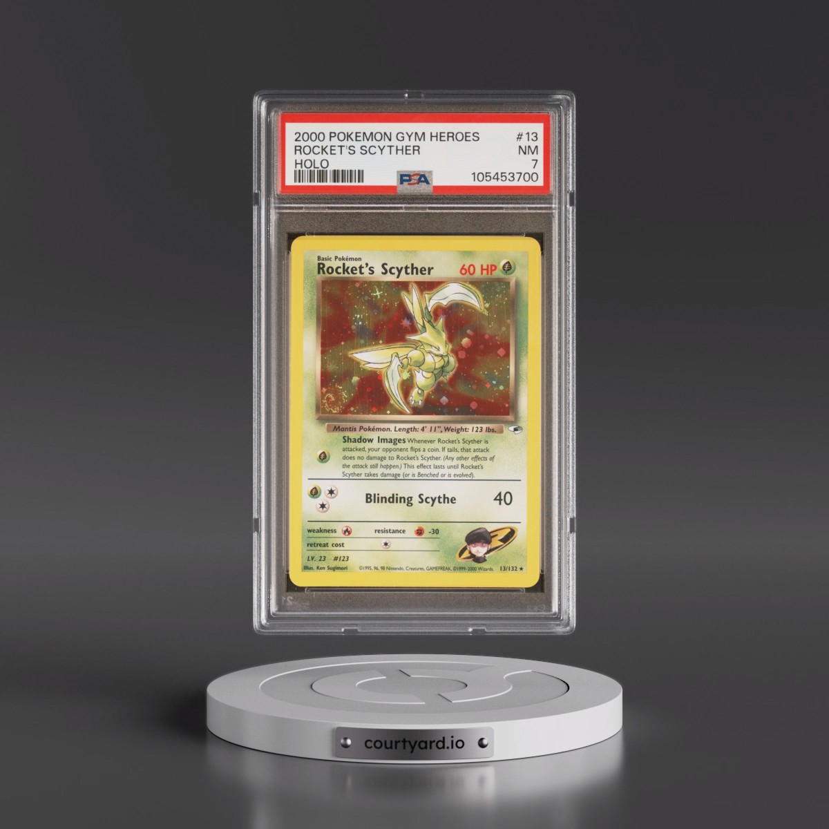 2000 Pokémon Gym Heroes #13 Rocket's Scyther - Holo (PSA 7 NM)