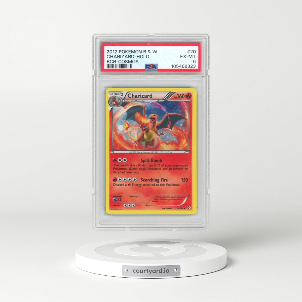 2012 Pokémon Black & White Boundaries Crossed #20 Charizard - Holo Cosmos (PSA 6 EX-MT)