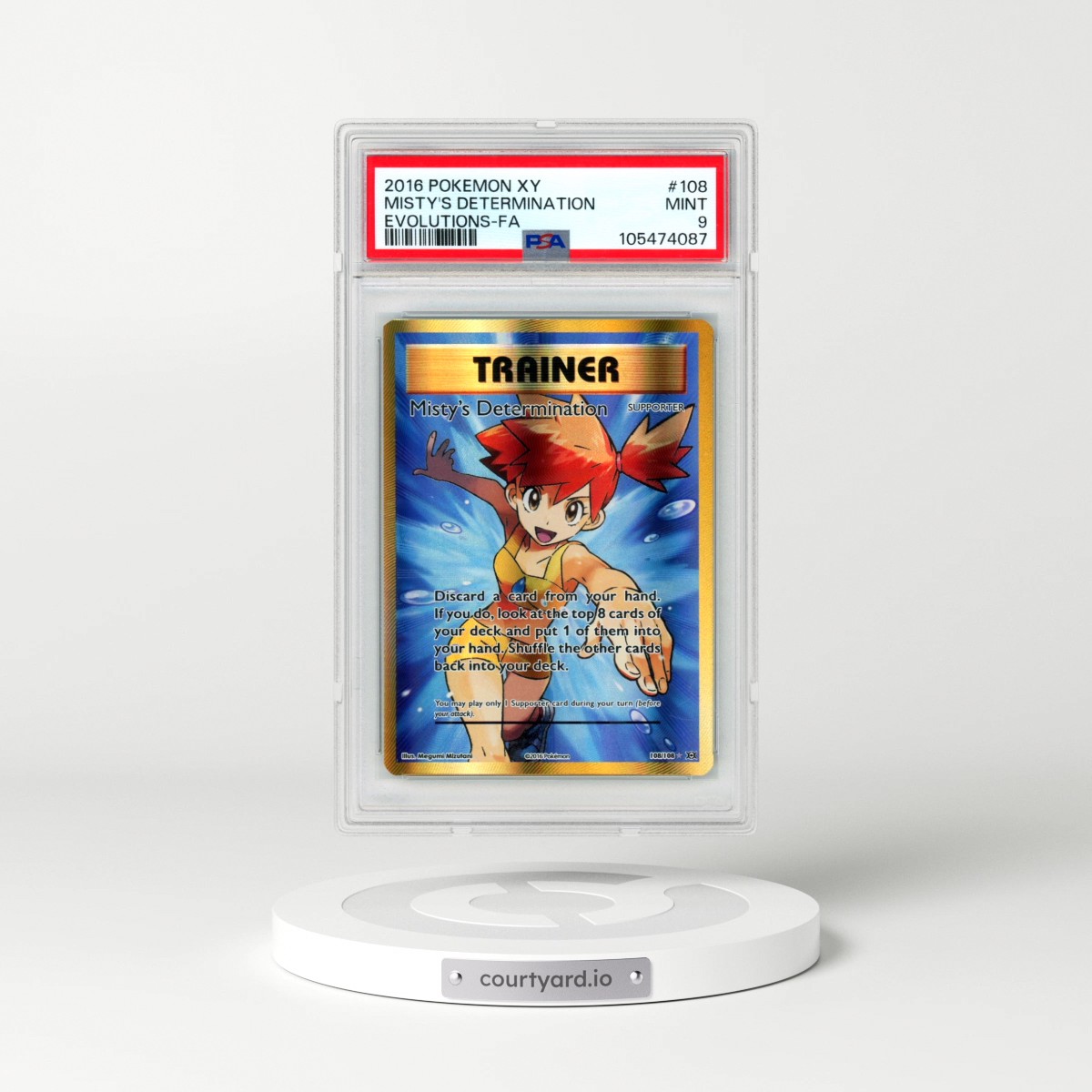 2016 Pokémon XY Evolutions #108 Misty's Determination - Full Art (PSA 9 MINT)