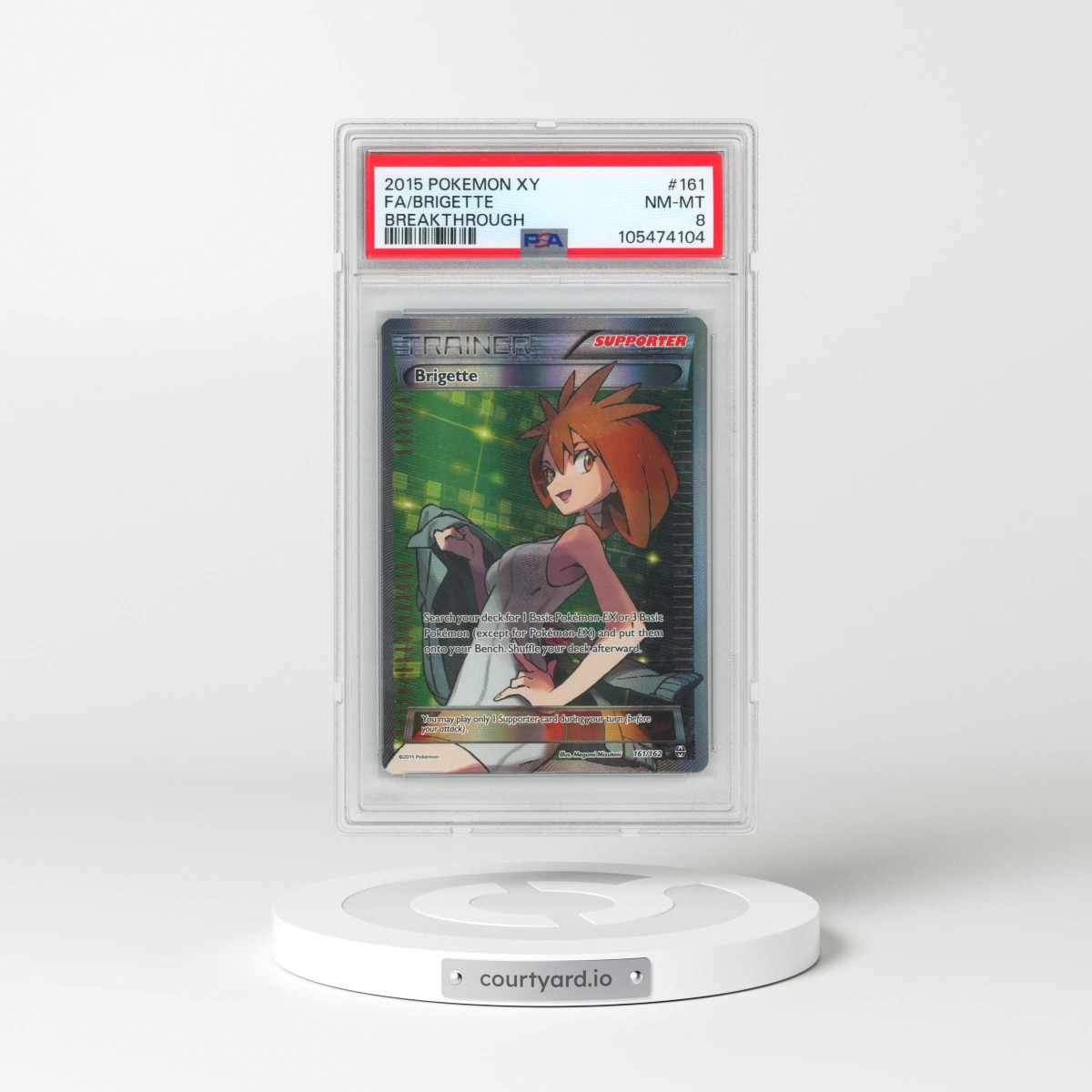 2015 Pokémon XY Breakthrough #161 Brigette - Full Art (PSA 8 NM-MT)