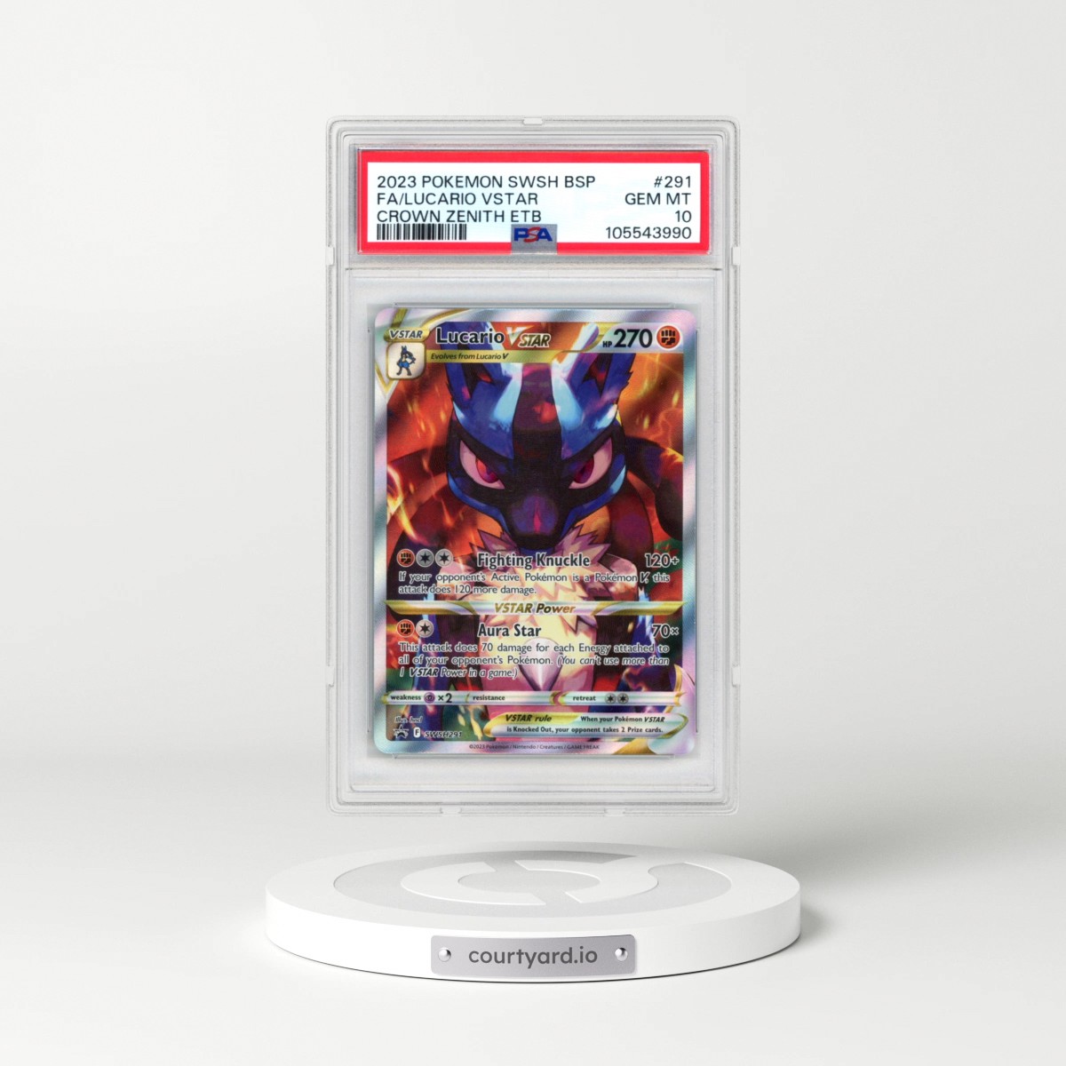 2023 Pokémon Swsh Black Star Promo #291 Lucario Vstar - Full Art Crown Zenith Elite Trainer Box (PSA 10 GEM MINT)