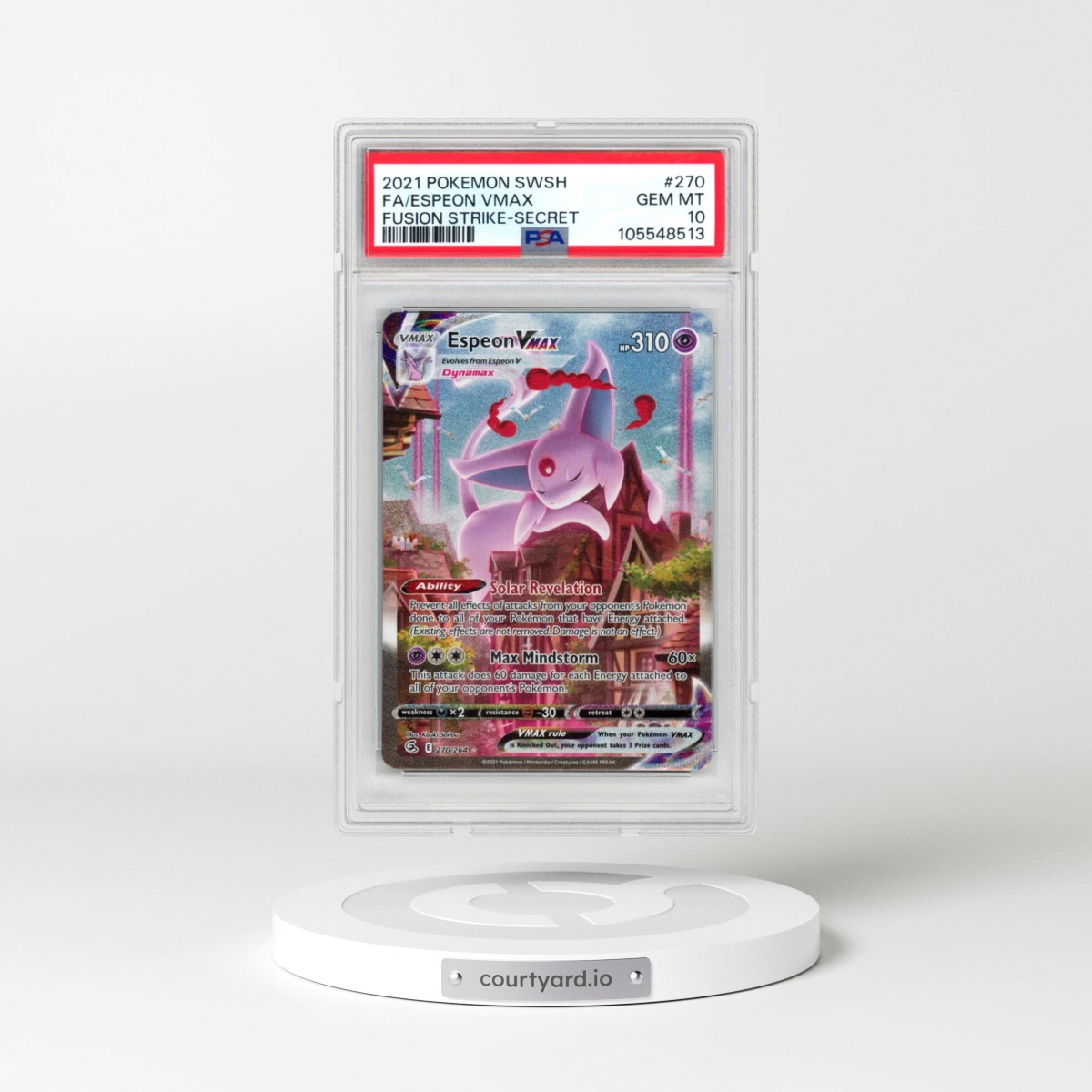 2021 Pokémon Sword & Shield Fusion Strike #270 Espeon Vmax - Full Art Secret (PSA 10 GEM MINT)